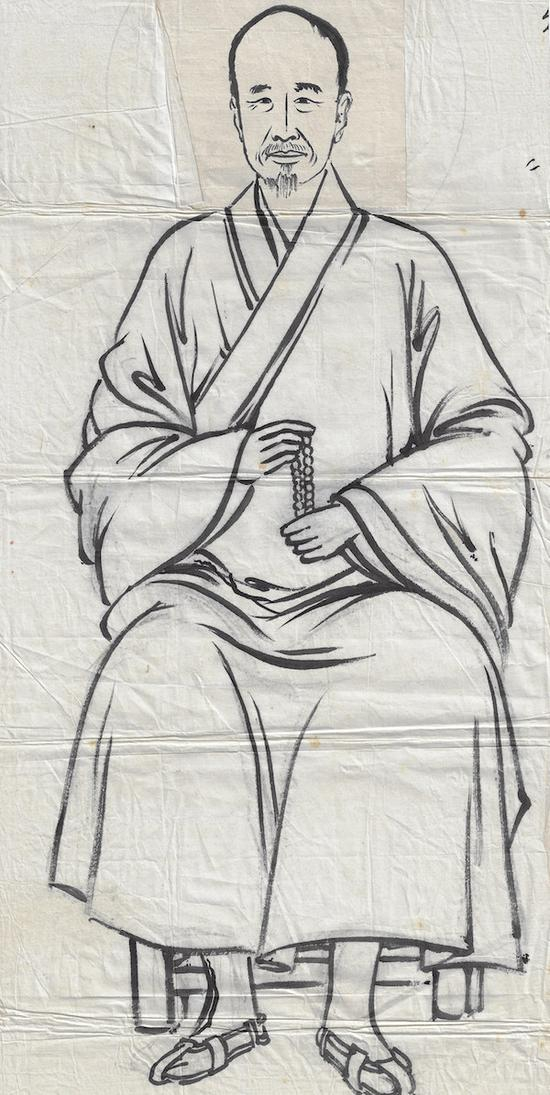 丰子恺 弘一法师像 水墨纸本镜心 丰子恺家族收藏