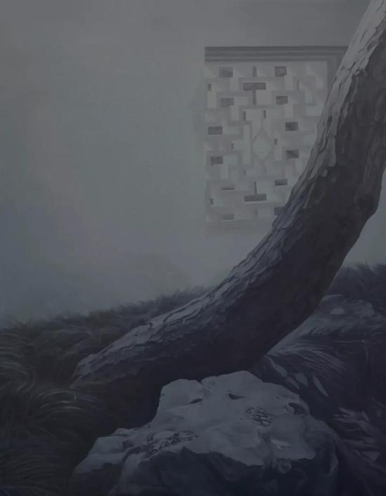 肖丰《临窗松石》布面油画 180×140cm&nbsp;2018年