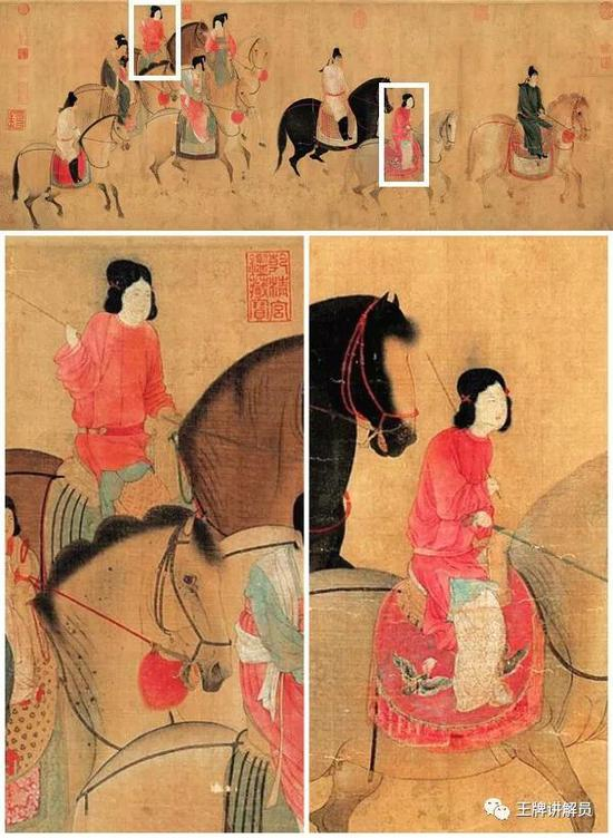 两人的发型属于双髻（髻音既）的一种，双髻是唐代侍女或者未婚女子的常见发型