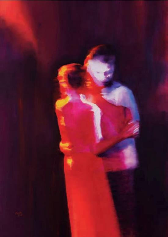 《2008 舞 之十六 》，丙烯，绵绸，200×142cm，2008