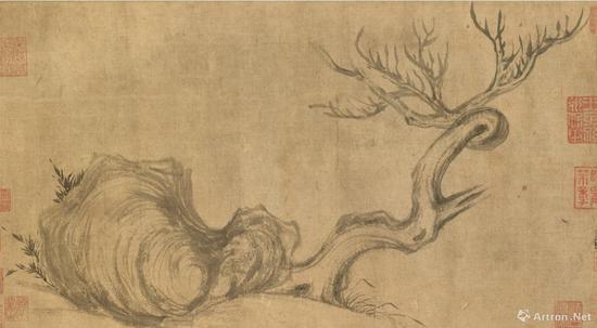 《木石图》画心部分