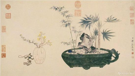 （清）邹一桂 盎春生意图（局部） 纸本设色&nbsp;纵42.2厘米 横74.5厘米 台北“故宫博物院”藏
