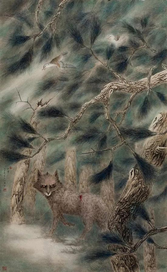 ▲沈军《惊梦》 180cm-90cm 2010年&nbsp;设色纸本