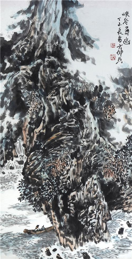 《峡谷寻幽》136×68cm