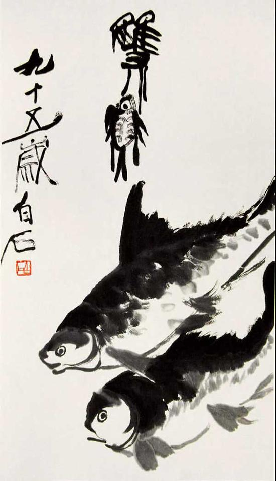 齐白石 双鱼图 78cm×44cm 1955年