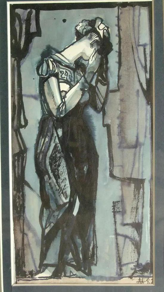 《悲伤的少女》1990年&nbsp; 25x13cm&nbsp; 纸本水彩