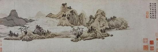 剑浦春云 图卷 画心部分 天津博物馆藏