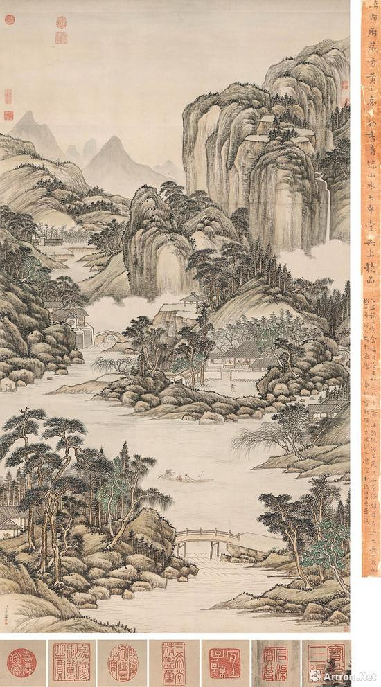 方琮《扁舟载鹤图》&nbsp;1840万元成交 拍前估价为3.8万-1500万&nbsp; 西泠拍卖