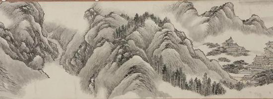 清 王翚&nbsp;《秋山行旅图卷》局部 广东省博物馆藏
