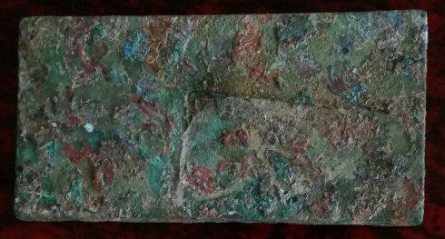 上图战国《殊布当釿》钱模，为优良铜质，矩形，长11厘米，宽5.5厘米，重200克。