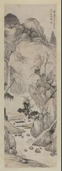 杨文驄（款） 悬崖观瀑&nbsp; 明代 中国美术馆藏（邓拓捐赠）