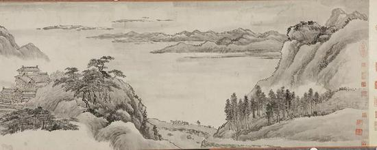 清 王翚&nbsp;《秋山行旅图卷》局部 广东省博物馆藏