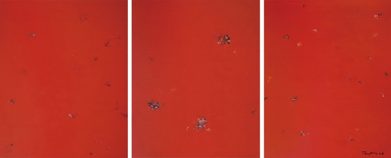 《红》，布面丙烯，300 x&nbsp;200&nbsp;cm&nbsp;x&nbsp;3，2021