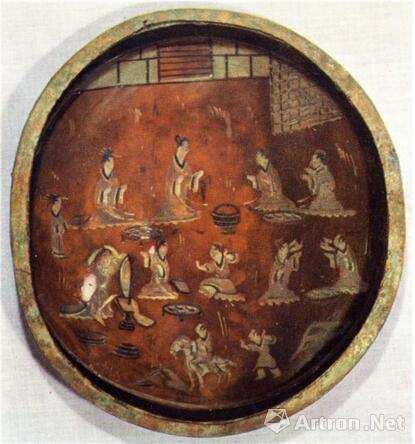 马鞍山三国孙吴朱然墓漆盘画（《文物》1986年3期）