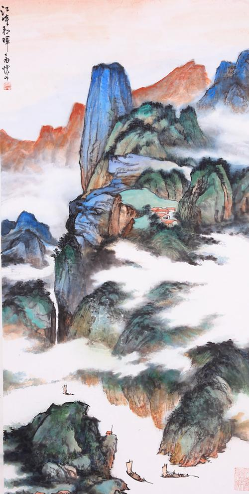 江峡朝晖[138×69cm]2017年