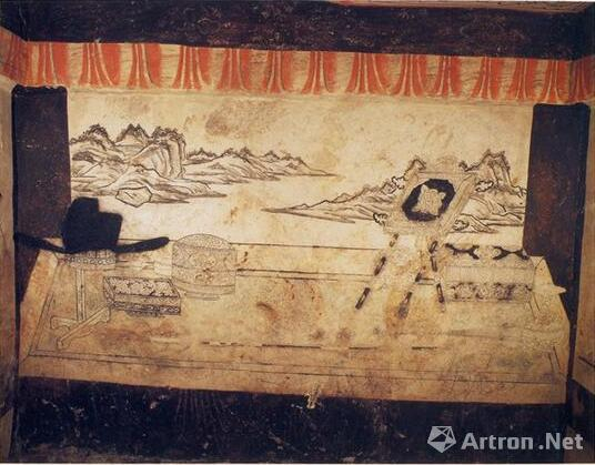 曲阳五代王处直墓东耳室壁画中的镜架形象（《五代王处直墓》，彩版一八）