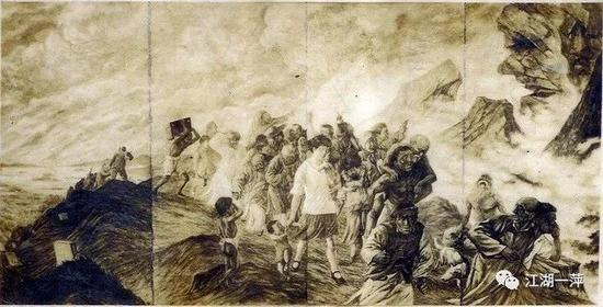 彭友善早期作品《逃亡图》
