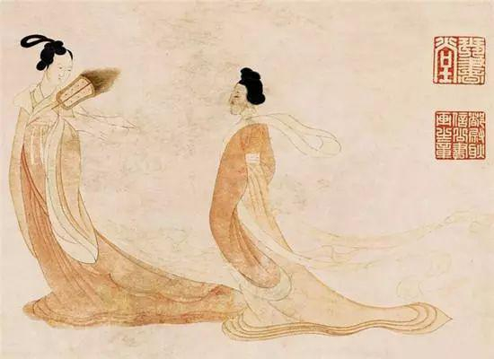 文徴明《湘君湘夫人图》（局部）。