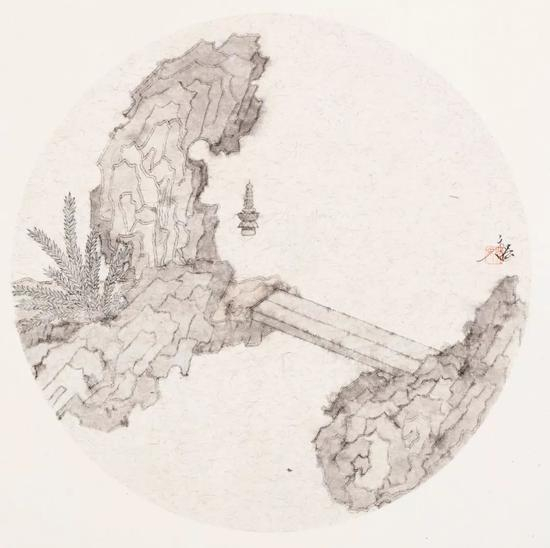 姚永强 &nbsp;绿池素景（纸本水墨）33×33cm·2018年