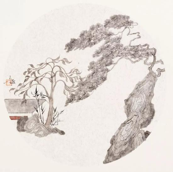 姚永强 &nbsp;春风一夜（纸本水墨）33×33cm·2018年