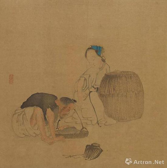 《人物图册》之《渔翁渔妇图》 &nbsp;天津博物馆藏