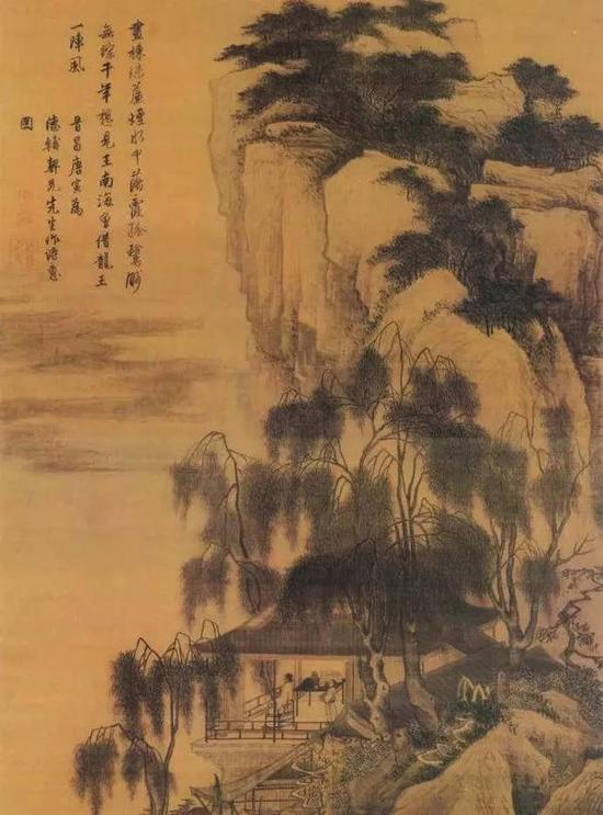 唐寅《落霞孤鹜图》。