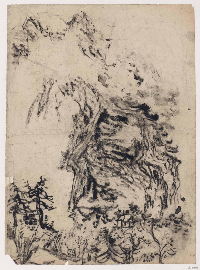 黄山纪 54.5x39.5cm 1979年 炭笔纸本