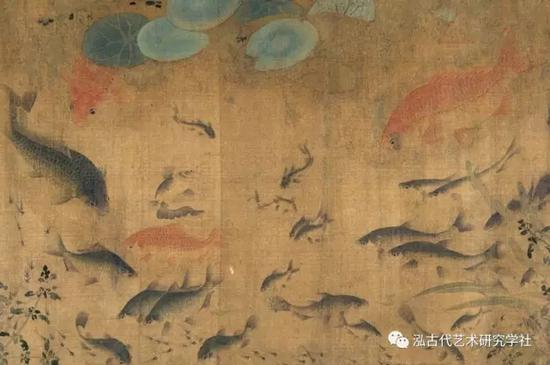北宋 刘寀 《群鱼戏荇图卷》 绢本设色 局部图 美国 圣路易斯艺术博物馆