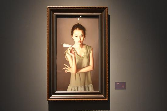 《随风》布面油画98x55cm2009年