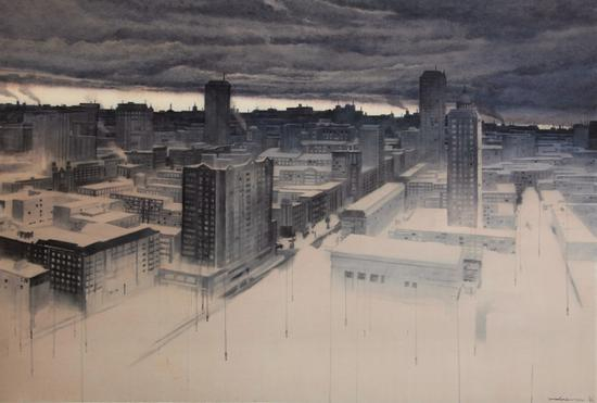 《黎明静悄悄》，赵龙，150x100cm，纸上水彩2018