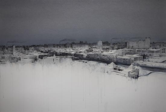 《哈尔滨，您早》，赵龙，150x100cm，纸上水彩2014。