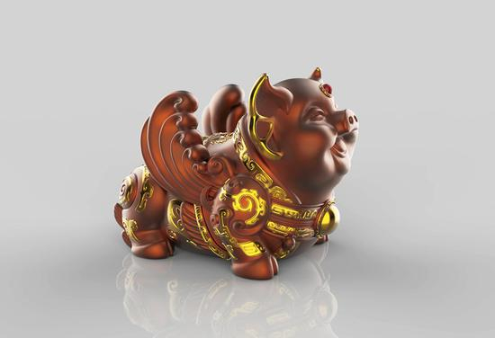 从羊年开始，朱炳仁每年都会设计一尊生肖主题铜雕吉祥物