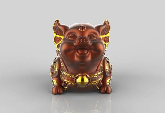 从羊年开始，朱炳仁每年都会设计一尊生肖主题铜雕吉祥物
