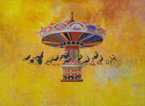 袁欣《旋转的力量》300×200cm 丙烯 2009