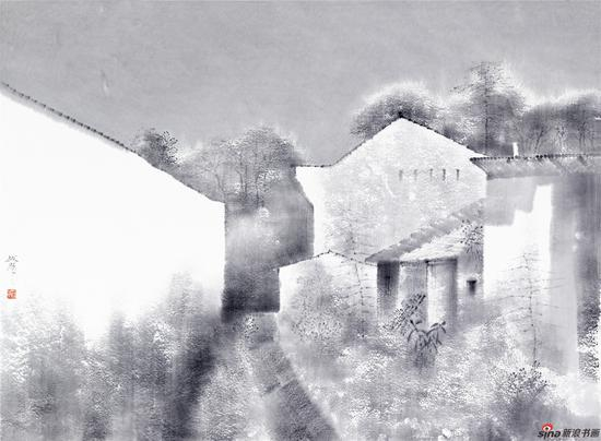 《无题》-纸本水墨-70x100cm 2016（注：安徽风景）