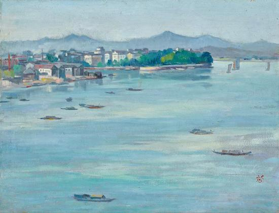 　　Lot.745 周碧初（1903-1995） 潭江风景 　　1961年 布面油画 42×55cm。 　　出版：《周碧初作品与文献集》，索卡国际艺术有限公司，台北，1998年5月，第63页
