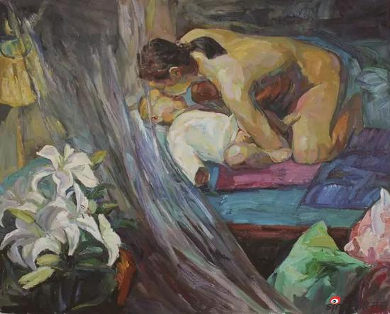 《母与子系列之一》120×160cm 油画 