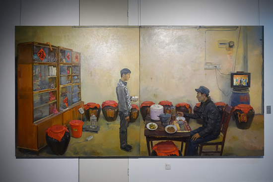 张路江《两个人的晚餐》400×280cm 油画 2008年