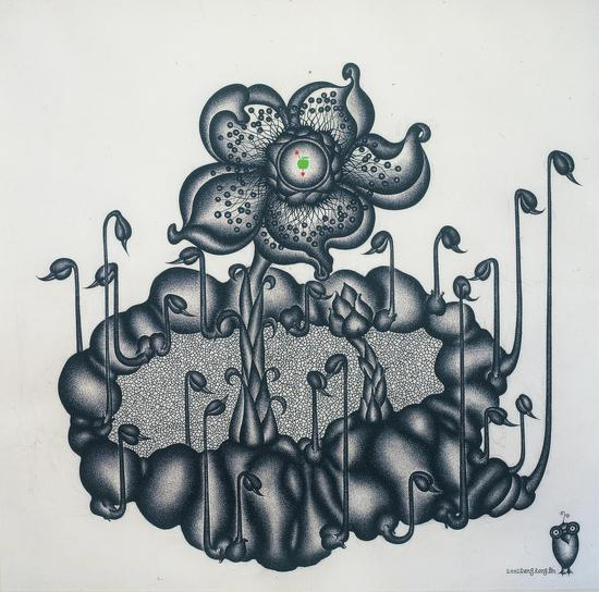 邓荣斌《花期 》版画 80x60CM 2003年