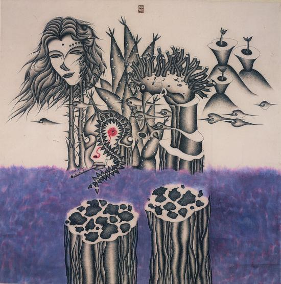邓荣斌《随风》103x100CM 1998年