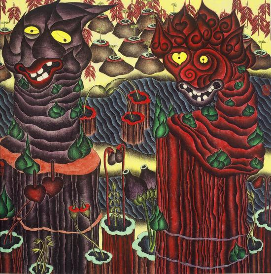 邓荣斌《地老天荒》 77x77CM 1996年