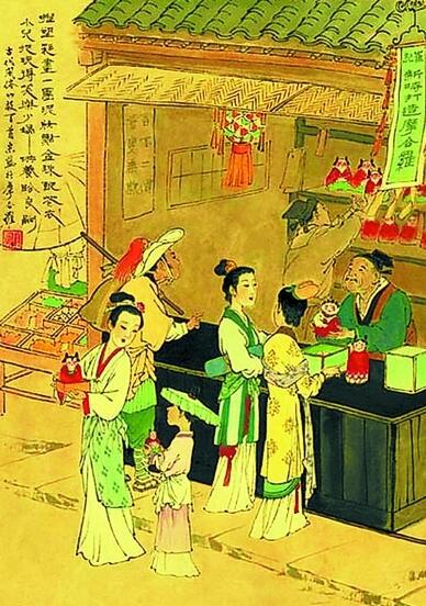 　　购买磨喝乐（古代风俗画）