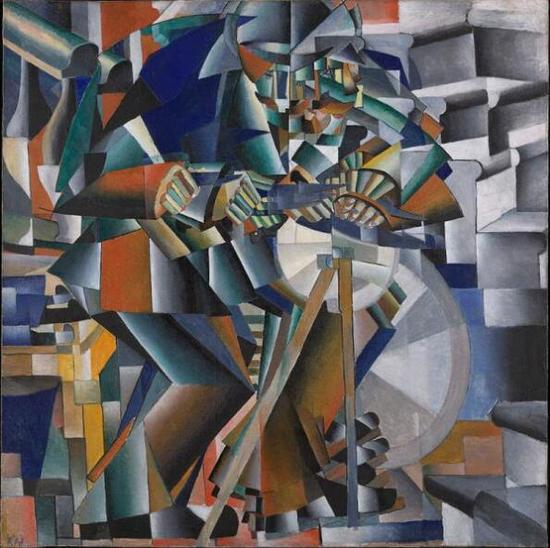 马勒维奇，割草机，1912，现藏于耶鲁大学美术馆