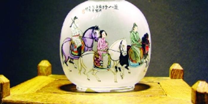 鼻煙壺 工芸品 瑠璃 鳥と蓮華 アンティーク/コレクション 工芸品