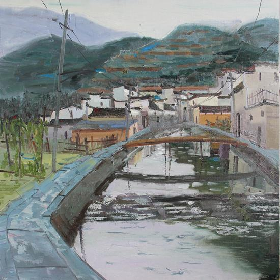 韩敏《桥》布面油画 70x70cm 2015
