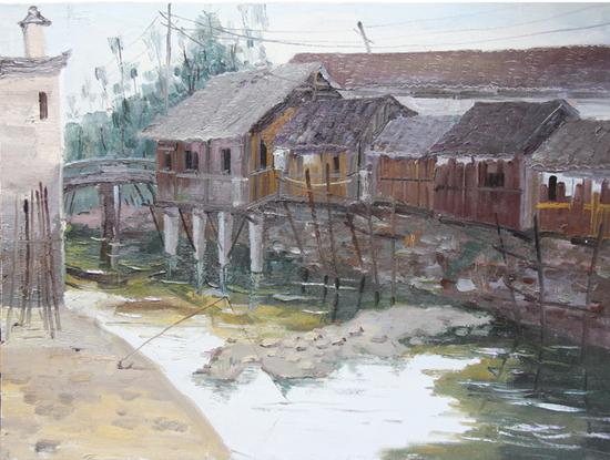 韩敏 《在水一方》布面油画 60x80cm 2015