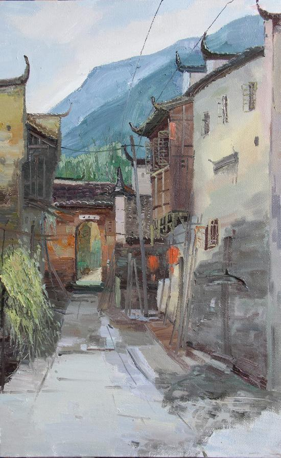 韩敏 《古巷》布面油画 50x80cm 2015