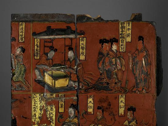 木板漆画 正面 局部