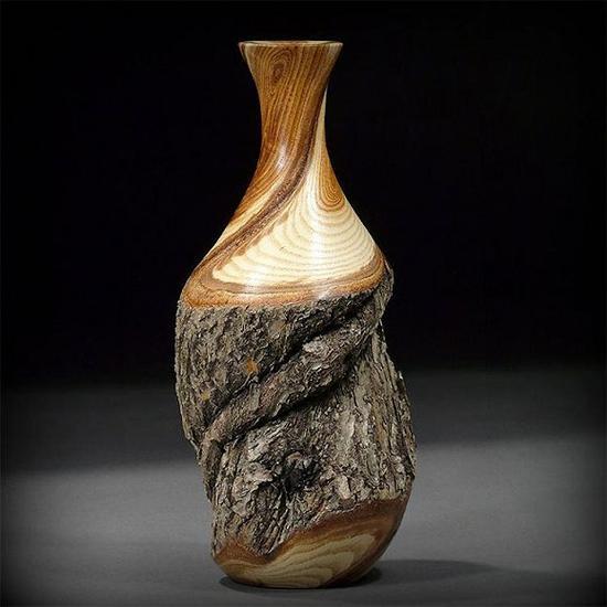 原木雕刻的花瓶真好看想要来一打_手机新浪网