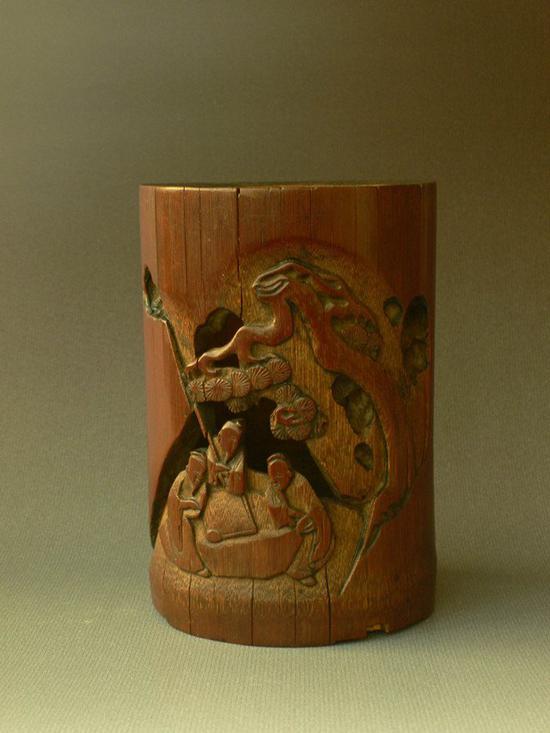 中国美術古竹彫刻豆如意置物在銘古玩MBG9-